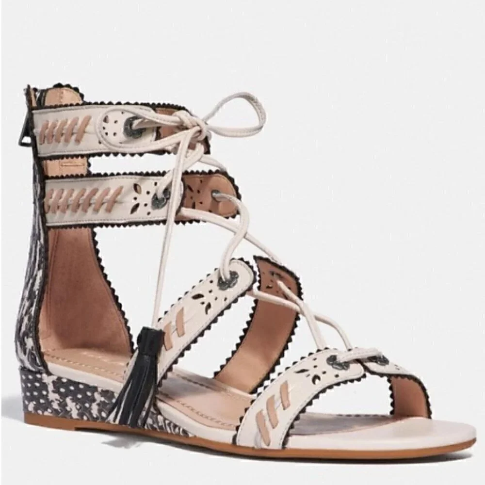 New Coach VIA DEMI WEDGE SANDAL G3744 leather